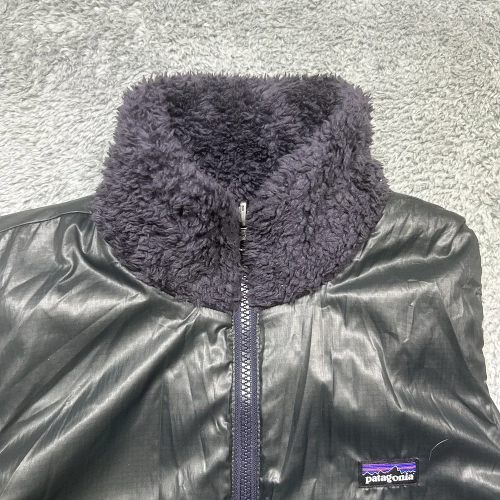Patagonia Los Gatos Deep Pile Vest Womens M Purple Full‎ Zip Reversible Pockets